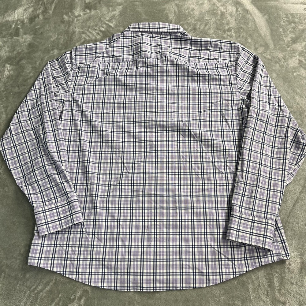 UNTUCKit Shirt Mens 2XL Purple Plaid Long Sleeve Button Up Stretch Nylon Casual - Picture 2 of 9